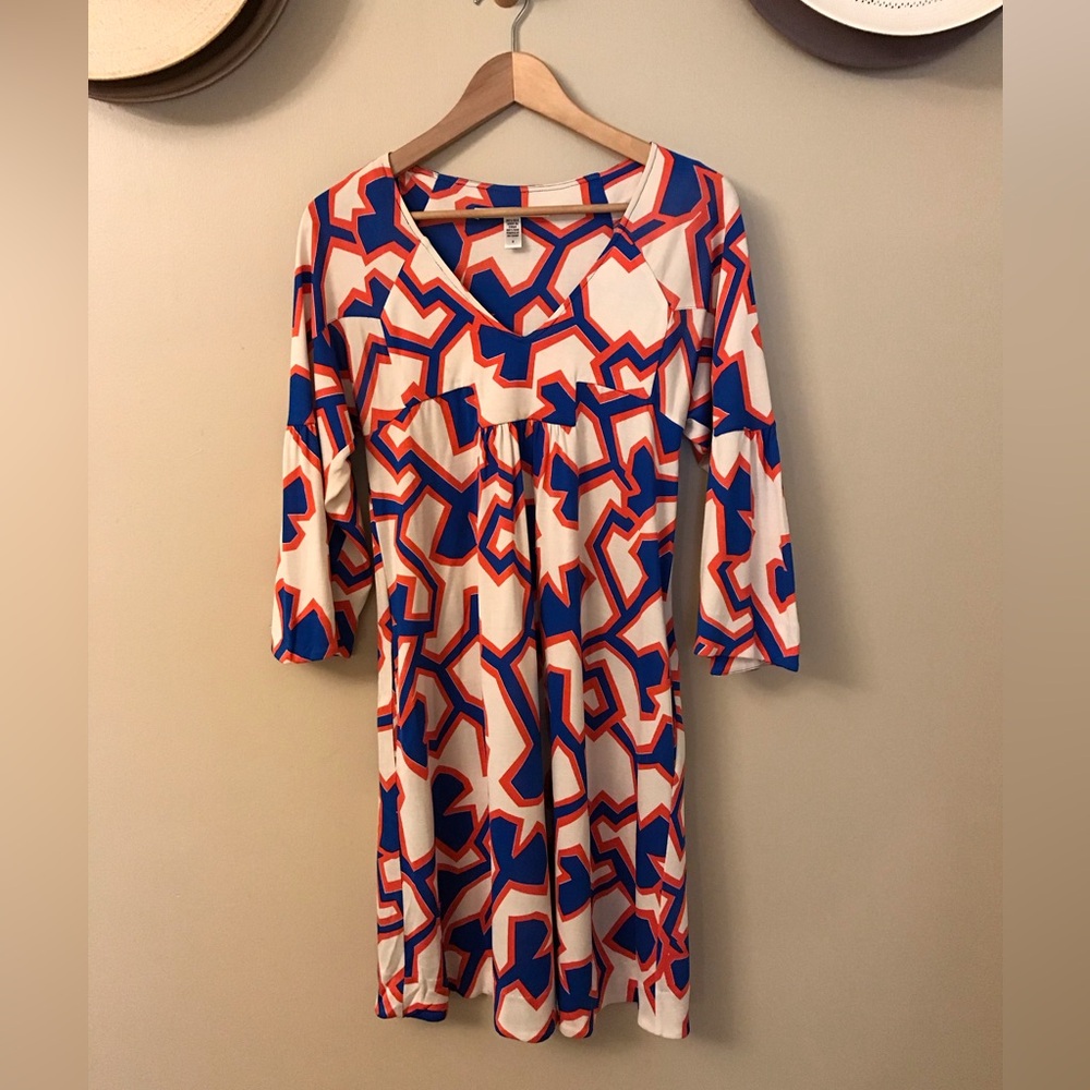 Vintage Diane Von Furstenberg Silk Geometric Shapes Dress Size 0